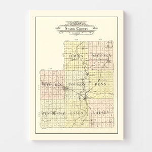 Vintage Map of Stark County, Illinois 1907