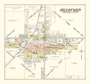Vintage Map of Bradford, Illinois 1907