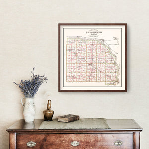Vintage Map of Saunders County, Nebraska 1907
