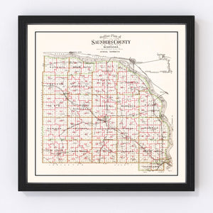 Vintage Map of Saunders County, Nebraska 1907