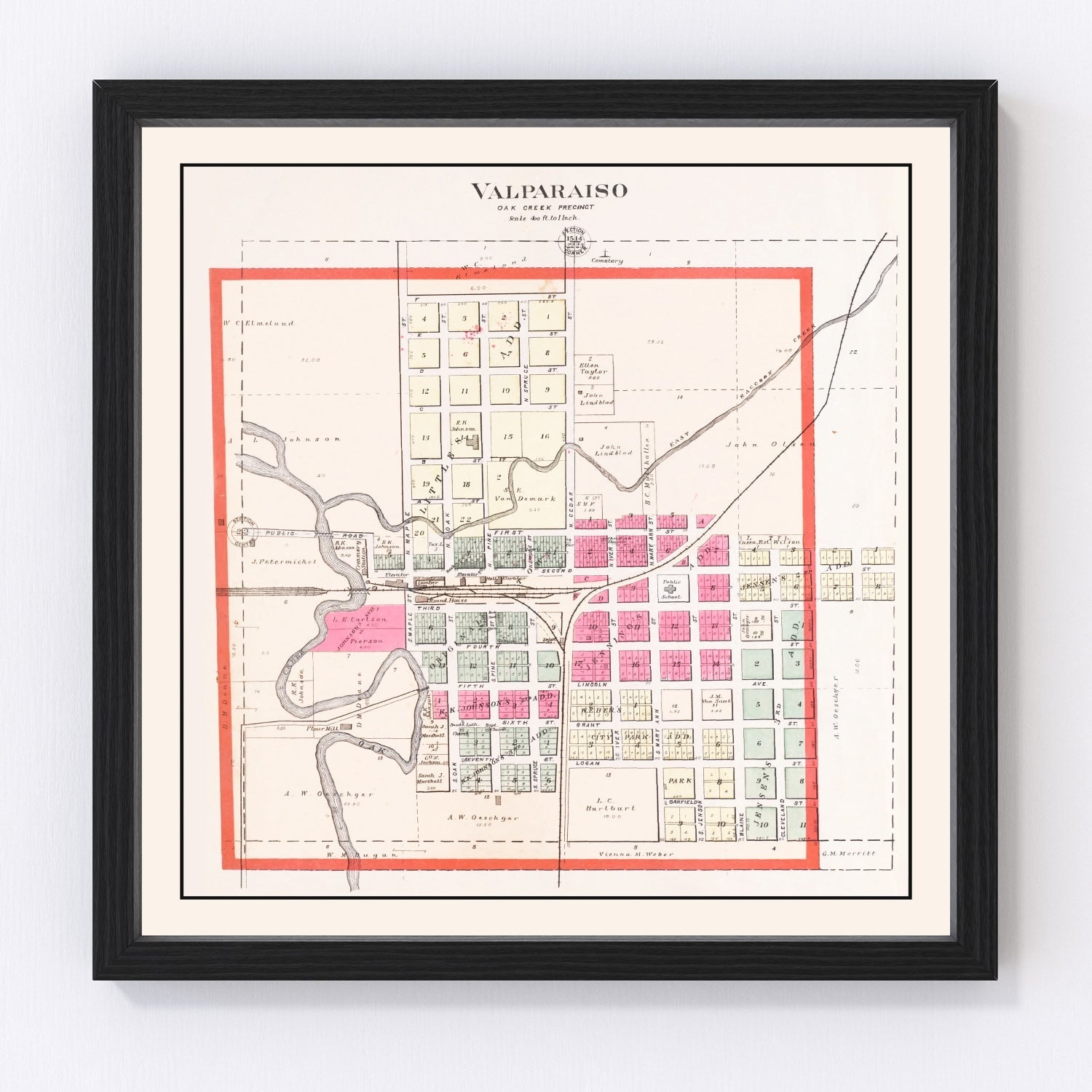 Vintage Map of Valparaiso, Nebraska 1907