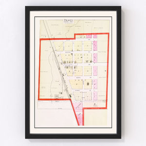 Vintage Map of Prague, Nebraska 1907