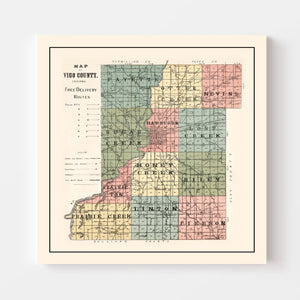 Vintage Map of Vigo County, Indiana 1907