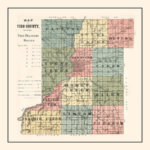 Vintage Map of Vigo County, Indiana 1907