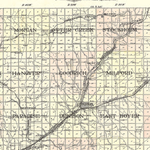 Vintage Map of Crawford County, Iowa 1908