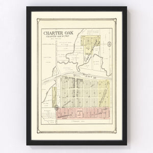 Vintage Map of Charter Oak, Iowa 1908