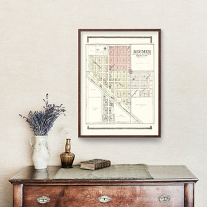 Vintage Map of Beemer, Nebraska 1908