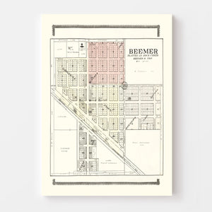 Vintage Map of Beemer, Nebraska 1908