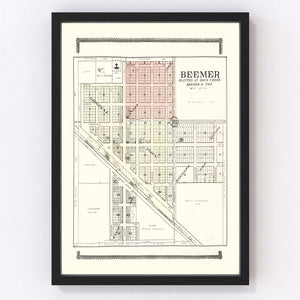 Vintage Map of Beemer, Nebraska 1908