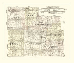 Vintage Map of Cedar County, Missouri 1908