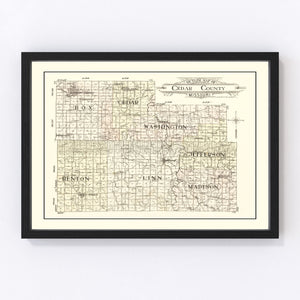 Vintage Map of Cedar County, Missouri 1908