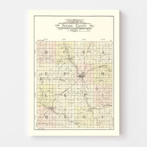 Vintage Map of Seward County, Nebraska 1908