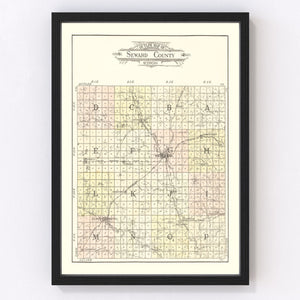 Vintage Map of Seward County, Nebraska 1908