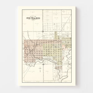 Vintage Map of Seward, Nebraska 1908