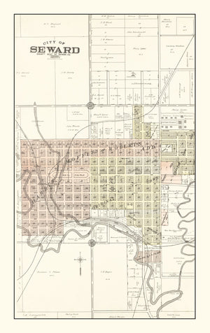 Vintage Map of Seward, Nebraska 1908