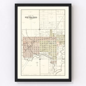 Vintage Map of Seward, Nebraska 1908