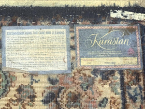 Karastan Rug #747, Indigo Tabriz 5.9 x 9, Wool Carpet Original 700 Series, Vintage Area Rug Allover Floral, Discontinued, Navy Blue Ivory