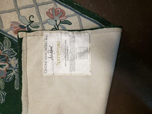 3' 6" X 5' 6" Hand Stitched Indian Wool Rug with Backing Green Beige