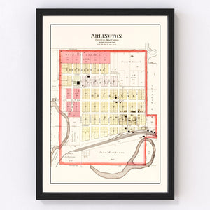 Vintage Map of Arlington, Nebraska 1908