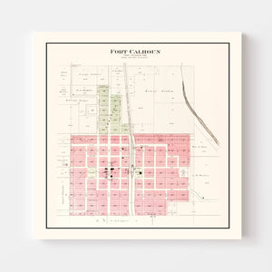 Vintage Map of Fort Calhoun, Nebraska 1908