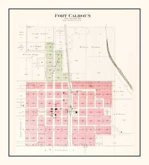 Vintage Map of Fort Calhoun, Nebraska 1908