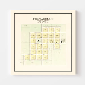 Vintage Map of Fontanelle, Nebraska 1908