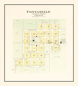 Vintage Map of Fontanelle, Nebraska 1908