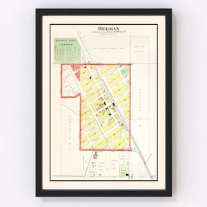 Vintage Map of Herman, Nebraska 1908