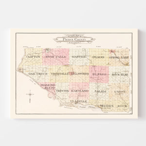 Vintage Map of Pierce County, Wisconsin 1908