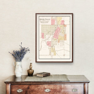 Vintage Map of River Falls, Wisconsin 1908