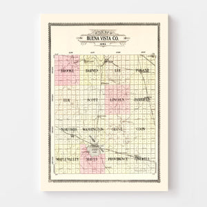 Vintage Map of Buena Vista County, Iowa 1908