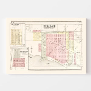 Vintage Map of Storm Lake, Iowa 1908