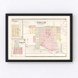 Vintage Map of Storm Lake, Iowa 1908