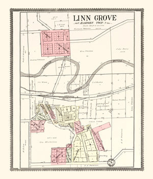 Vintage Map of Linn Grove, Iowa 1908