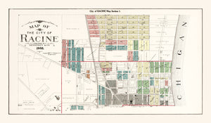 Vintage Map of Racine, Wisconsin 1908