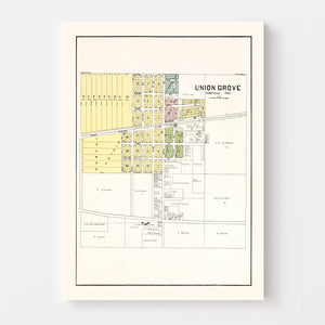 Vintage Map of Union Grove, Wisconsin 1908