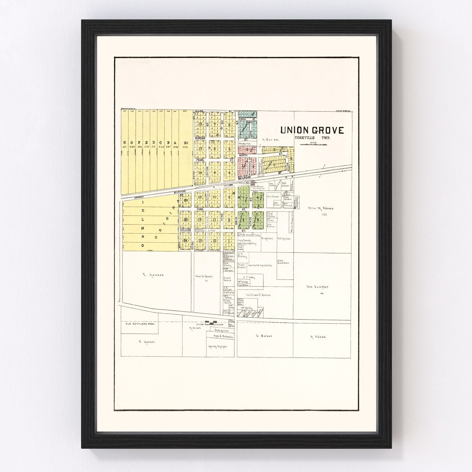 Vintage Map of Union Grove, Wisconsin 1908