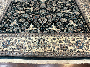 Pak Persian Rug 9x12, Dark Green, Floral Allover