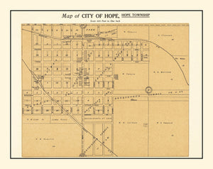 Vintage Map of Hope, Kansas 1909