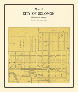 Vintage Map of Solomon, Kansas 1909