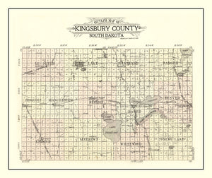 Vintage Map of Kingsbury County, South Dakota 1909