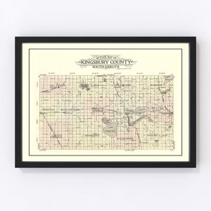 Vintage Map of Kingsbury County, South Dakota 1909