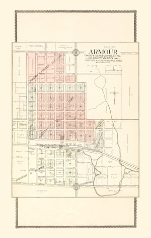 Vintage Map of Armour, South Dakota 1909