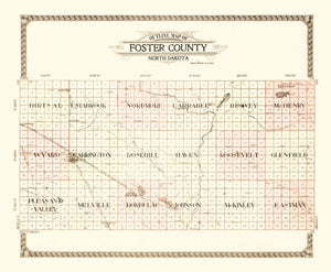 Vintage Map of Foster County, North Dakota 1910