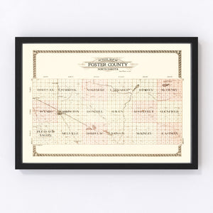 Vintage Map of Foster County, North Dakota 1910
