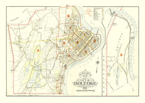 Vintage Map of Holyoke, Massachusetts 1911
