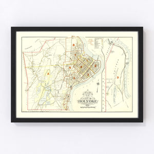 Vintage Map of Holyoke, Massachusetts 1911
