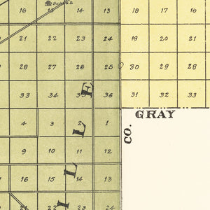 Vintage Map of Finney County, Kansas 1911