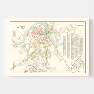 Vintage Map of Chicopee Falls, Massachusetts 1912