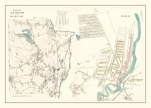 Vintage Map of Ludlow, Massachusetts 1912